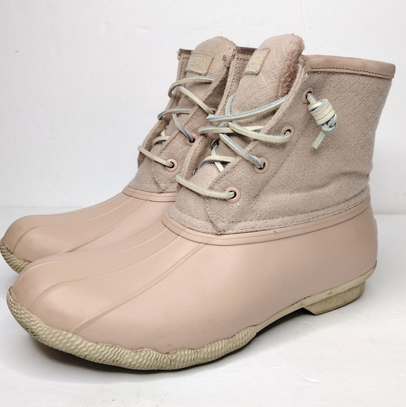 Sperry Saltwater Wool Rose Dust Insulated Lace Up Waterproof Winter Boots - Picture 11 of 16